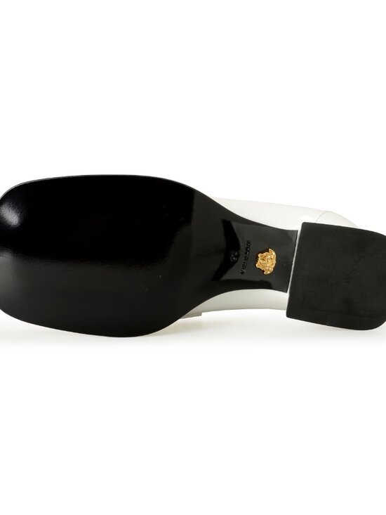 Versace Women's Gold Medusa Patent Leather Heeled Moccasins Shoes US 7.5 IT 37.5 - Picture 6 of 8